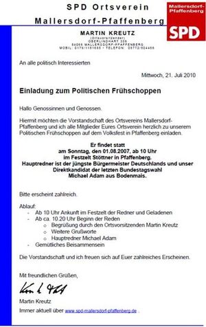 Einladung zum politischen Frühschoppen für alle Interessierten