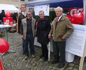 OV Vorsitzender Stefan Diewald, Gemeinderat Leo Reiner, 60plusVorsitzende Irene Illgmeier, Ehrenvors. Xaver Diewald